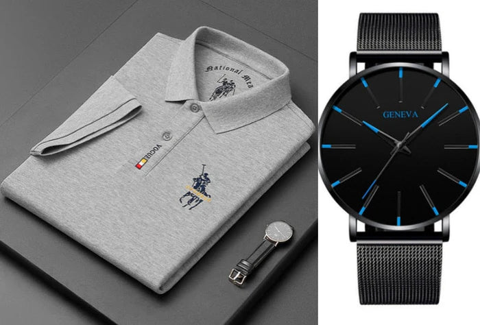 Polo Bordado Coreano Original (Te Regalan Un Reloj Minimalista)