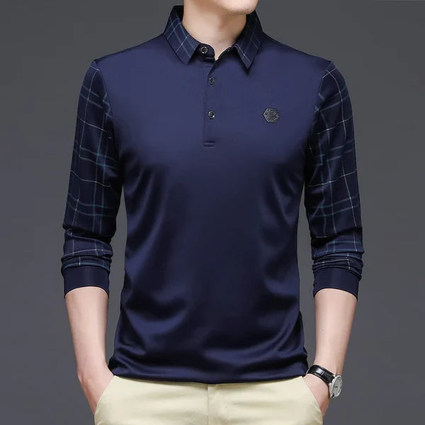Religari Original Long-Sleeve Polo Shirt with Unique Sleeve & Collar Design (Includes a Free Geneva Watch)