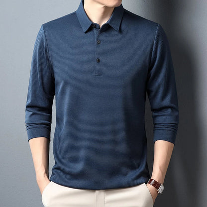 Camisa Polo de Manga Comprida Vanguard Sofisticada (Leva de Oferta um Relógio com Correia de Aço Inoxidável)