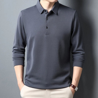 Camisa Polo de Manga Comprida Vanguard Sofisticada (Leva de Oferta um Relógio com Correia de Aço Inoxidável)