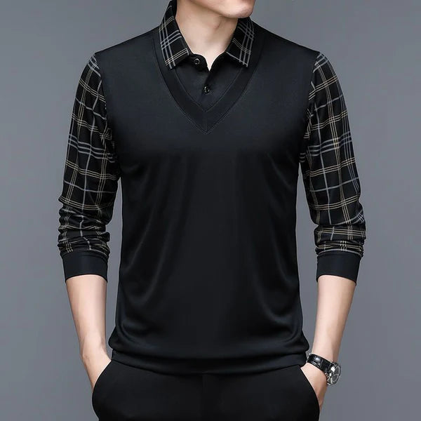Olev Unique Design Original Long-Sleeve Shirt with Collar (Includes a Free Waterproof Watch)
