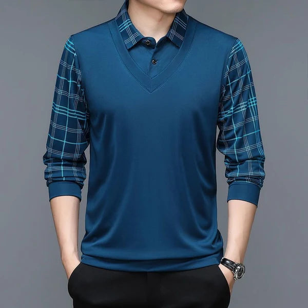 Olev Unique Design Original Long-Sleeve Shirt with Collar (Includes a Free Waterproof Watch)