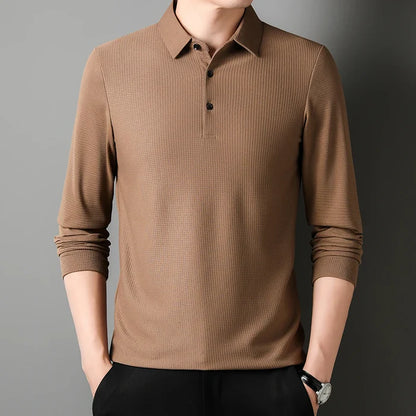 Camisa Polo de Manga Comprida Vanguard Sofisticada (Leva de Oferta um Relógio com Correia de Aço Inoxidável)