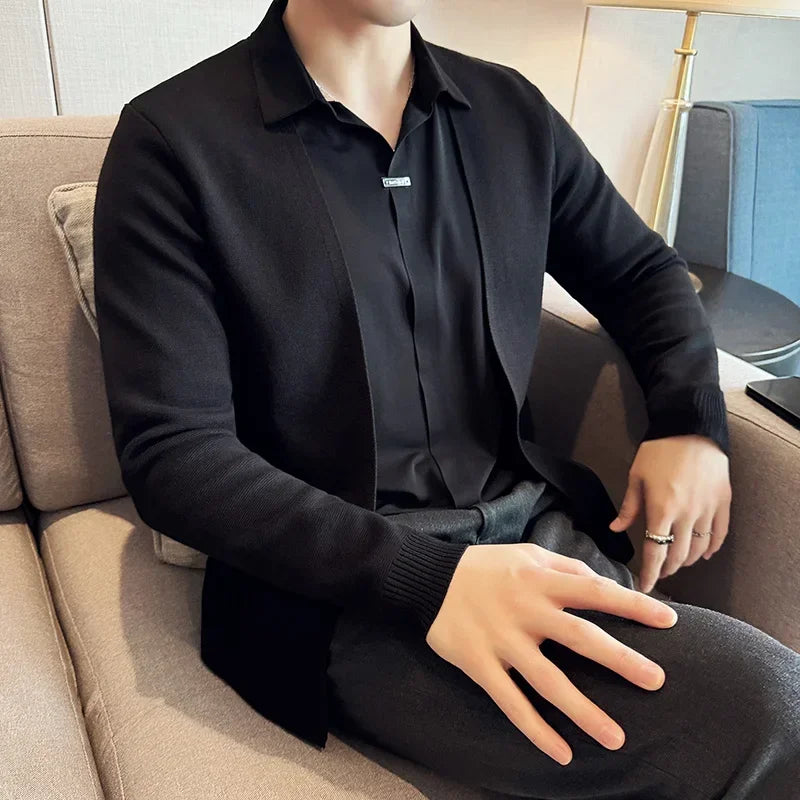 (KIT ÉLEGANCE SUPREME QUALITY A+) CAMISA JOHN KARLO PREMIUM CON EFECTO CARDIGAN Y DISEÑO DE SUPERPOSICIÓN + RELOJ DE LUJO A PRUEBA DE AGUA MARCA CURREN ORIGINAL