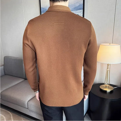 (KIT ÉLEGANCE SUPREME QUALITY A+) CAMISA JOHN KARLO PREMIUM CON EFECTO CARDIGAN Y DISEÑO DE SUPERPOSICIÓN + RELOJ DE LUJO A PRUEBA DE AGUA MARCA CURREN ORIGINAL