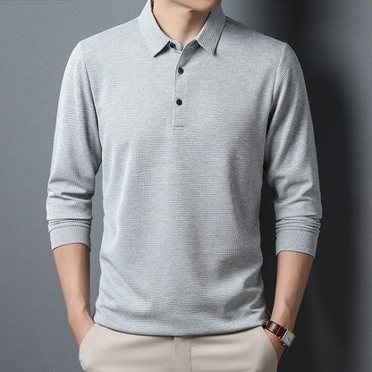 Camisa Polo de Manga Comprida Vanguard Sofisticada (Leva de Oferta um Relógio com Correia de Aço Inoxidável)