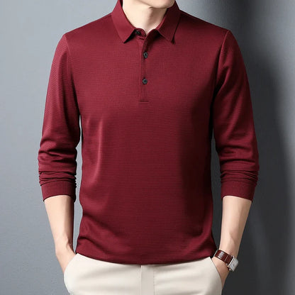 Camisa Polo de Manga Comprida Vanguard Sofisticada (Leva de Oferta um Relógio com Correia de Aço Inoxidável)