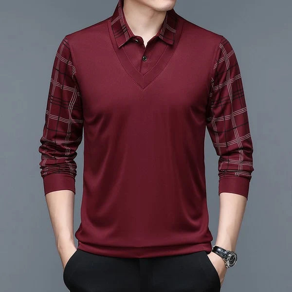 Olev Unique Design Original Long-Sleeve Shirt with Collar (Includes a Free Waterproof Watch)