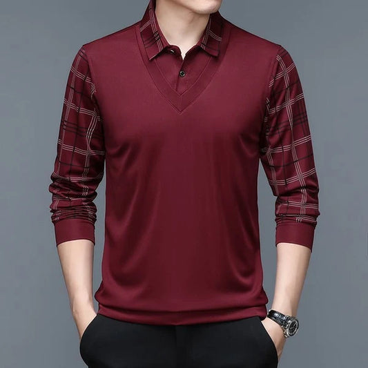 Olev Unique Design Original Long-Sleeve Shirt with Collar (Includes a Free Waterproof Watch)