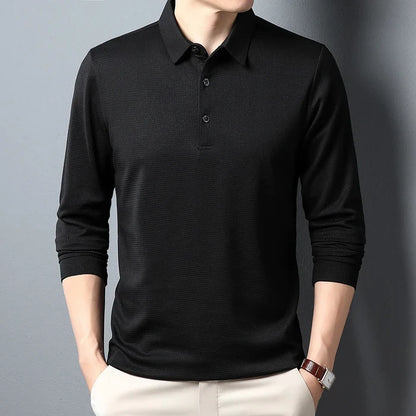 Camisa Polo de Manga Comprida Vanguard Sofisticada (Leva de Oferta um Relógio com Correia de Aço Inoxidável)